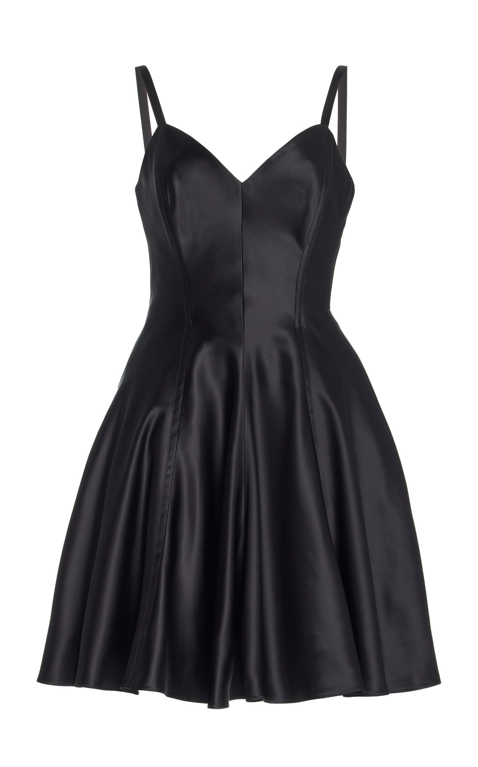 Marina Moscone – Satin Mini Swing Dress – Black – US 8 – Moda Operandi