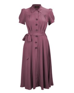 1940s Shirt-waister Dress – Plum – UK 22