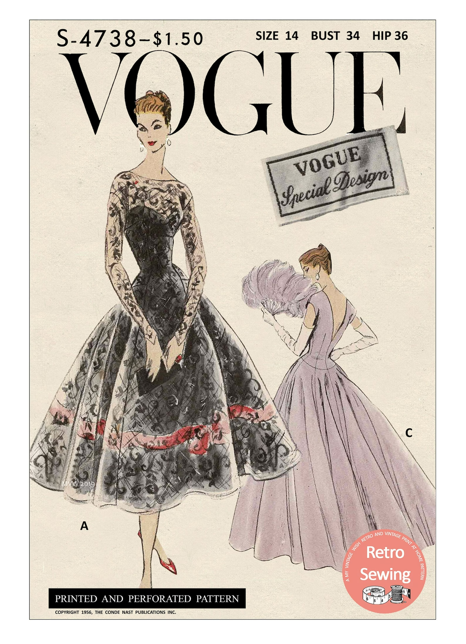 1950s Ball Gown in Two Lengths PDF Print at Home Sewing Pattern Bust 34 – Etsy