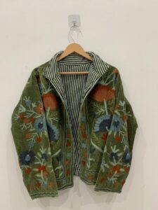 Boho Green Velvet Tnt Suzani Jacket With Pocket | Winter Jacket | Suzani Jacket