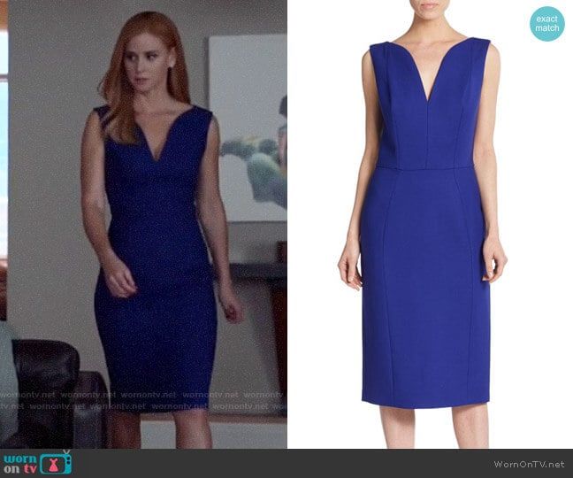 Donna’s blue v-neck sleeveless sheath dress on Suits