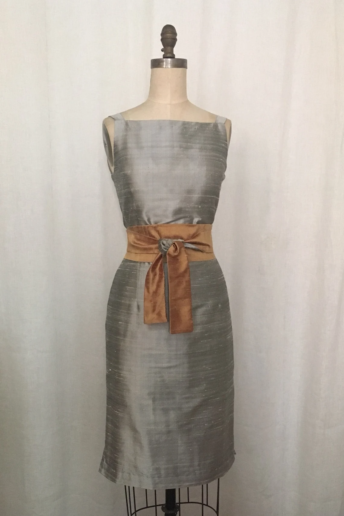 Silver Gray Shantung Simple Sheath Dress, Made to Order – Etsy