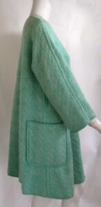 1960s Bonnie Cashin Aqua Boucle Wool Coat