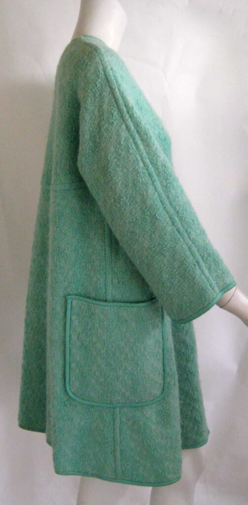 1960s Bonnie Cashin Aqua Boucle Wool Coat