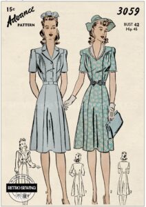 “Authentisches 1940s Teekleid PDF Schnittmuster – Wartime 1942 Design – B�ste