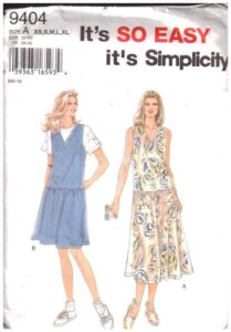 Simplicity 9404 Dress, Jumper Size: A XS-S-M-L-XL Used Sewing Pattern