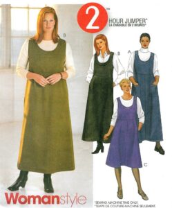 Easy Jumper Dress Sewing Pattern Plus 18W-24W Scoop Neck Knee Ankle Length 2878