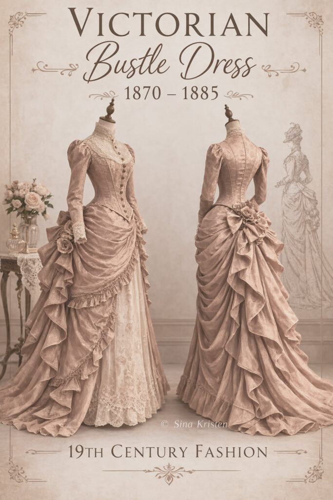 Victorian Bustle Dress 1870–1885 – Historical Fashion Silhouette