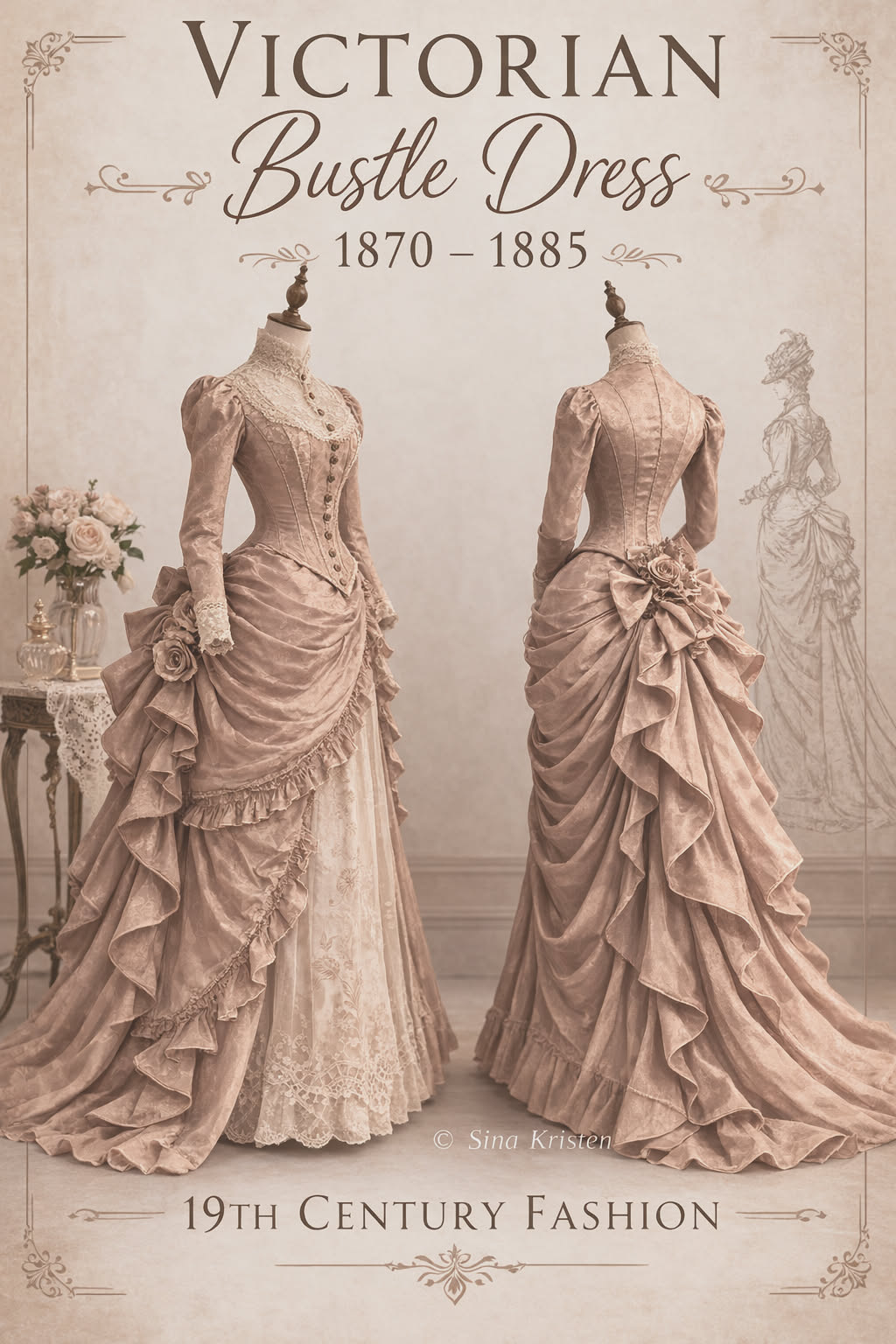 Victorian Bustle Dress 1870–1885 – Historical Fashion Silhouette