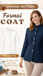 Formal Coat Sewing Pattern PDF | DIY Women Coat | Beginner Friendly Coat Pattern