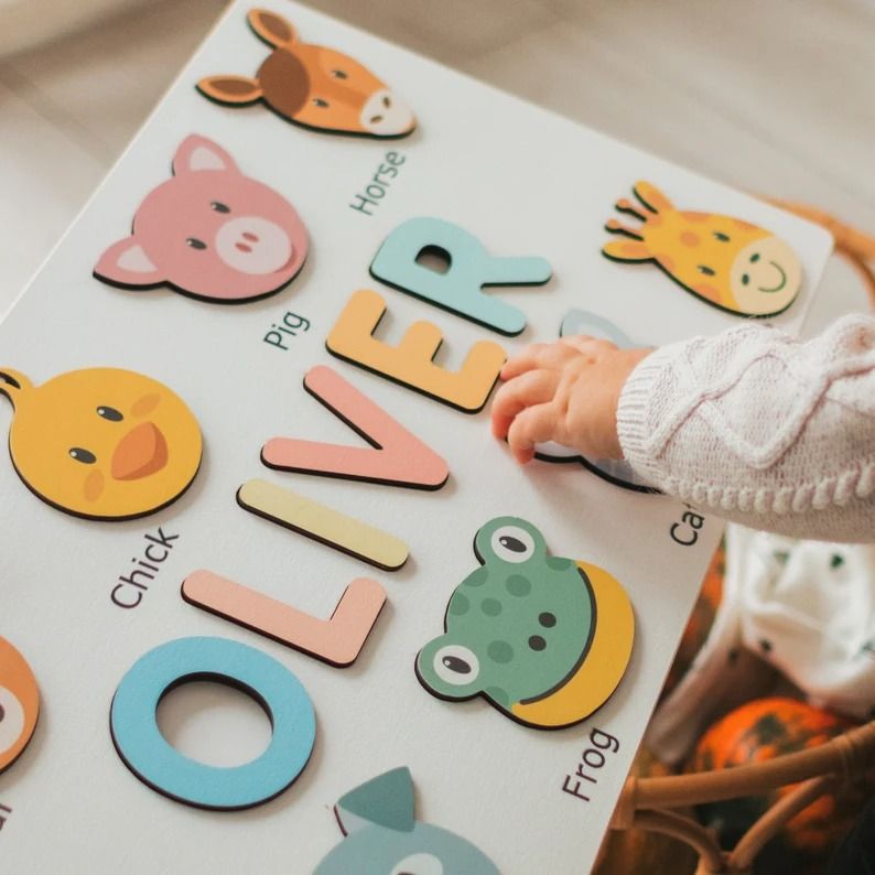 Animal Name Puzzle by Busy Puzzle | 1st Birthday, Baby Shower, Easter Gift | Girl and Boy | Custom and Personalized – Etsy