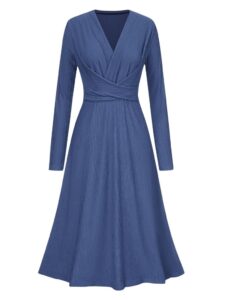 1940S V-NECK WRAP WAIST A-LINE MIDI DRESS