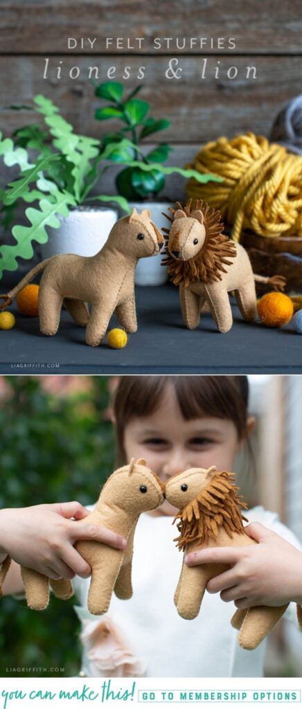 Felt Lioness and Lion