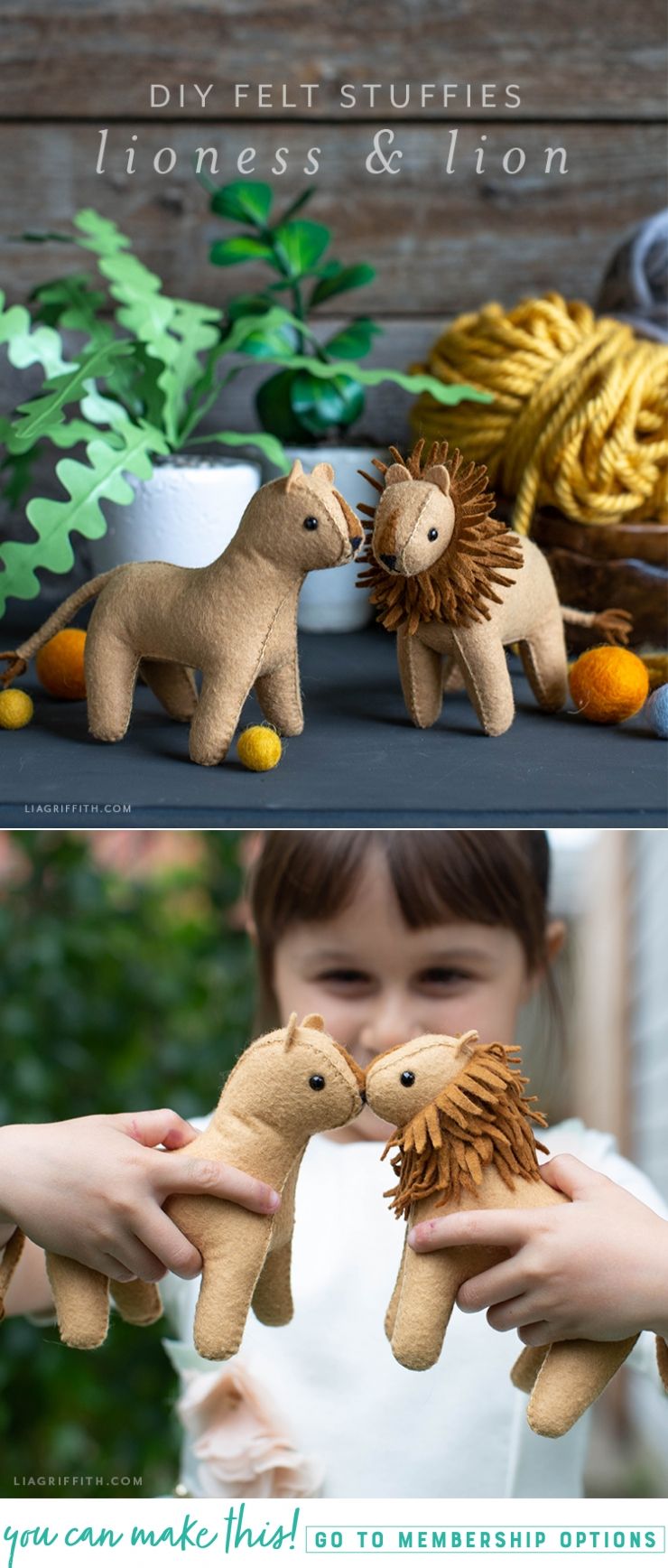 Felt Lioness and Lion