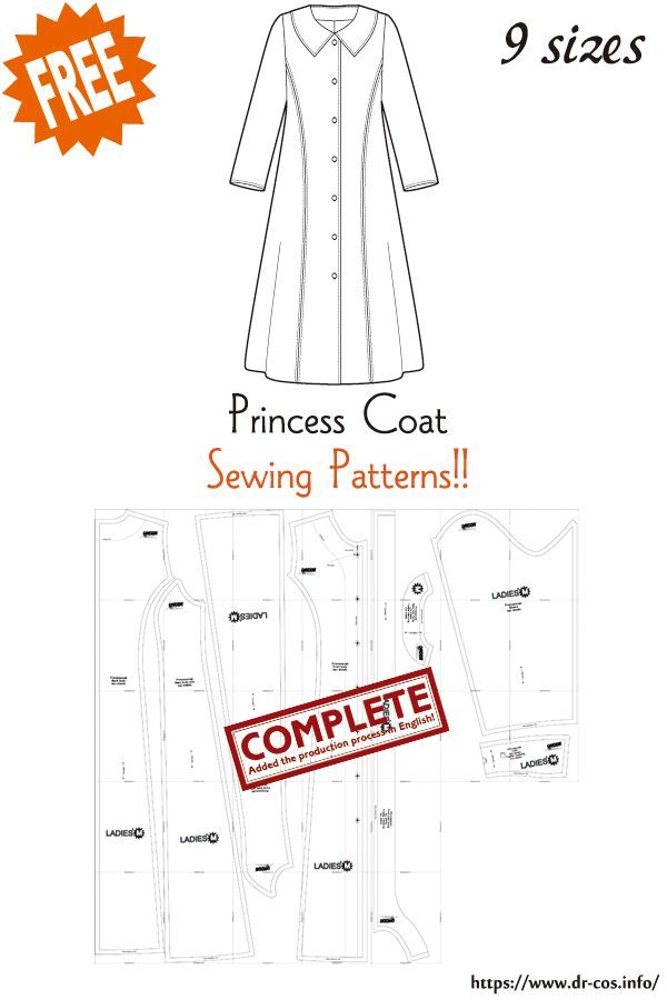 Princess coat Winter coat sewing pattern free sewing patterns