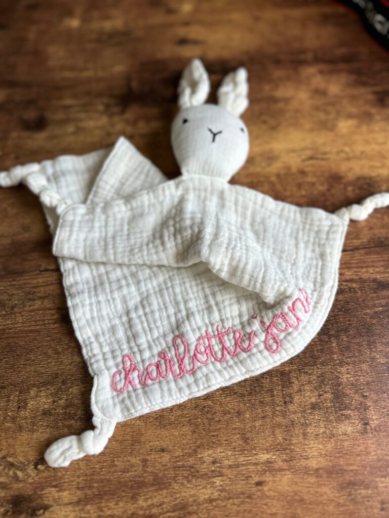 Hand Embroidered Muslin Lovey Doll