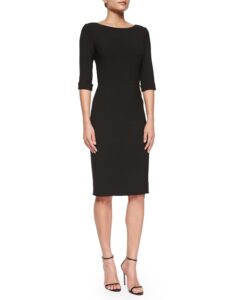 Princess-Seamed Rolled-Cuff Sheath Dress