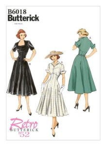 Sewing Pattern for Womens’ Fit and Flare Dresses, Butterick Pattern 6018, Retro ’52, 1950’s Style Dress, Special Occasion, B6018