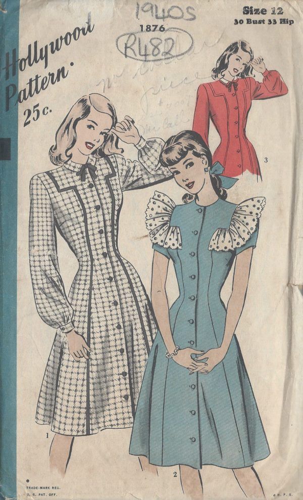 1940s Vintage Sewing Pattern DRESS B30\