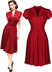 39.89€ |Free shipping Women’s Vintage Style Retro 1940s Shirtwaist Flared Evening Tea Dress Swing…