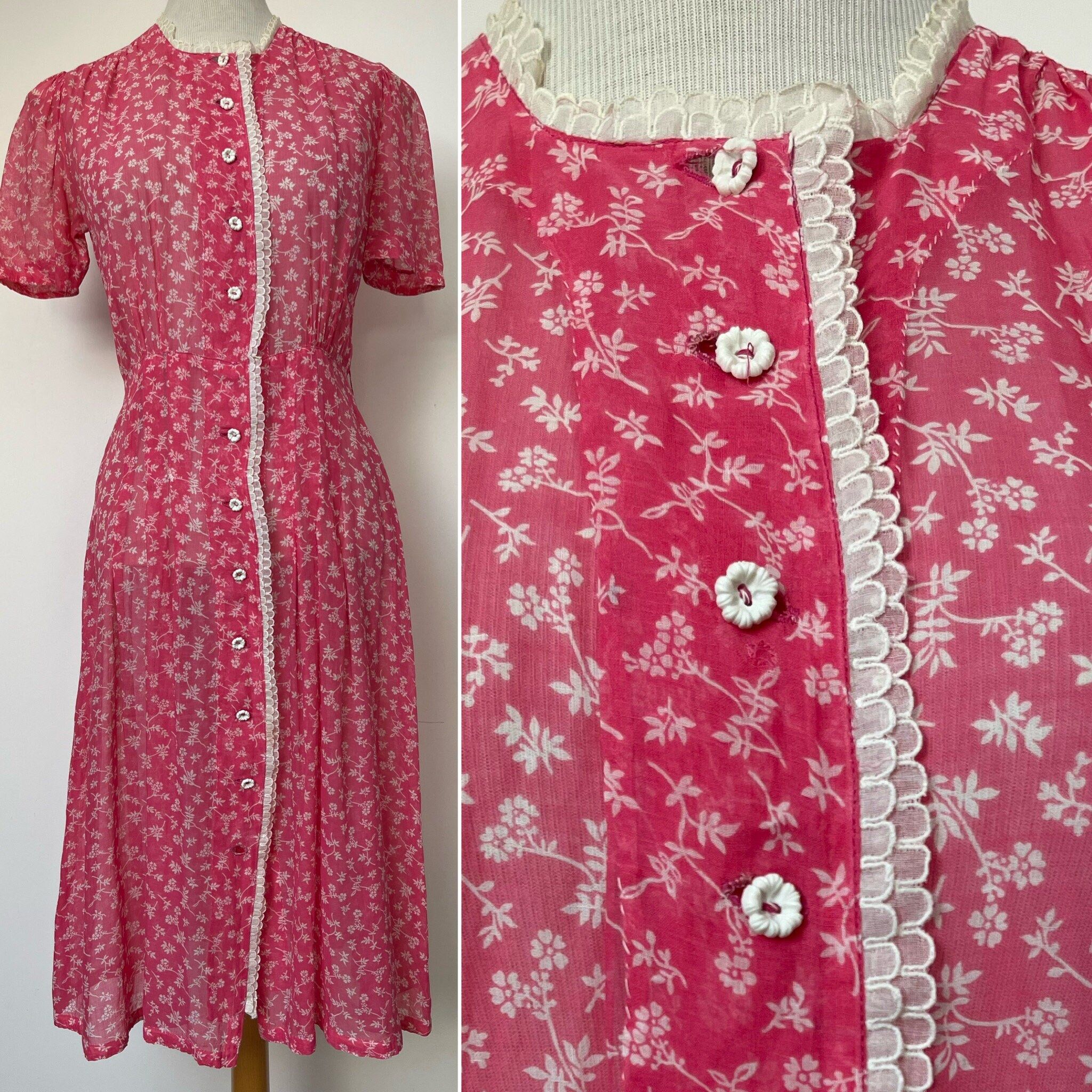 1940s Rosa SACSON Tea Dress, 1940s Tea Dress, 1940s Tea Dress, 1940s Kleid, 1940s Tea Dress, 1940s Kleid