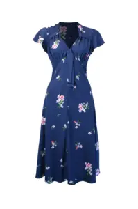 Robe Petty Retro Blue – imprimé floral délicat