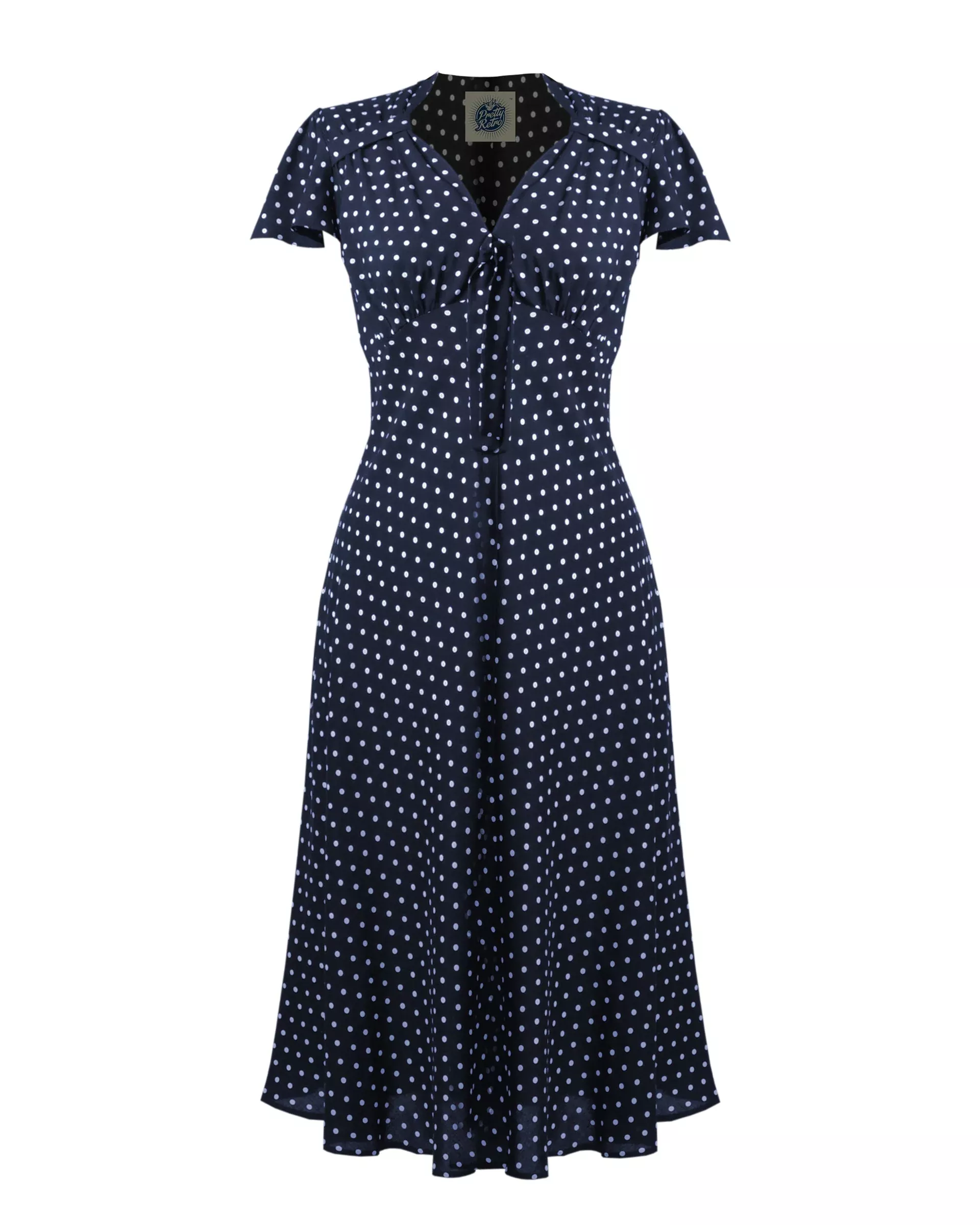 Pretty 40s Tea Dress in Navy Polka