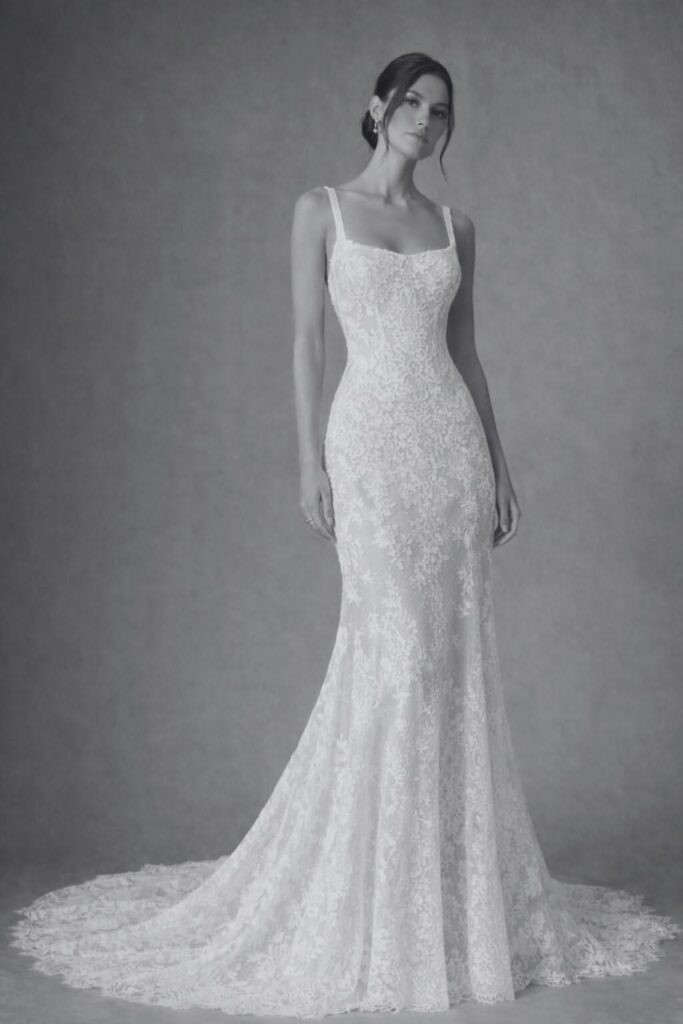 ADELLE Square Neckline Mermaid Lace Wedding Dress