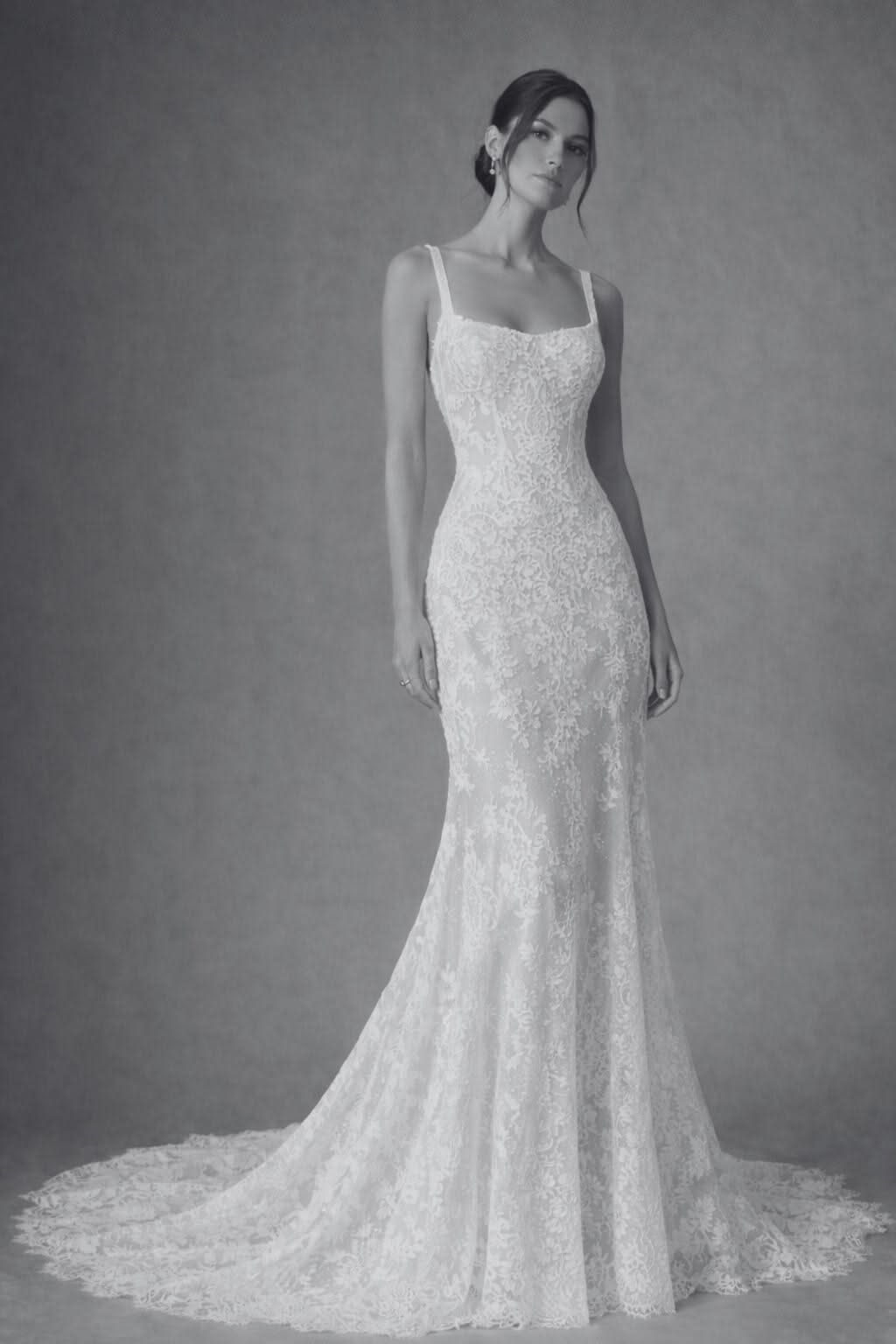 ADELLE Square Neckline Mermaid Lace Wedding Dress