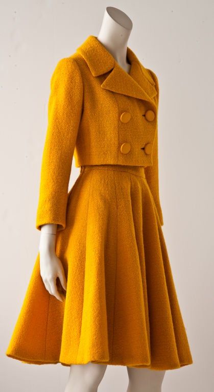 Norman Norell Marigold wool boucle 2 piece day suit