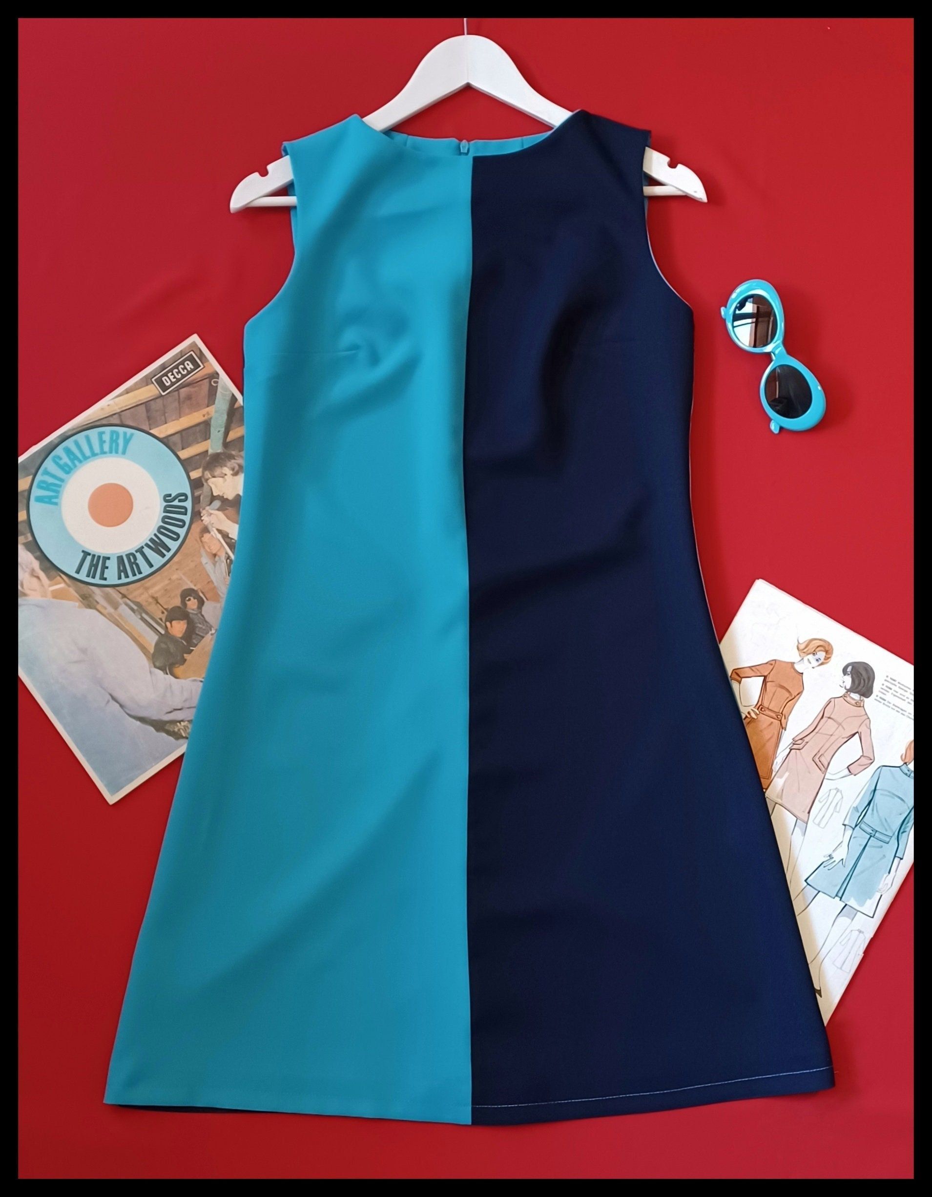 BOWIE model / Retro dress / Space age / Sixties / 2 colors / Handmade