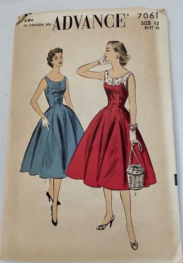 UNCUT 1950s Advance 7061 #VintageSewingPattern Womens Princess Dress ⭕️ Skirt | eBay