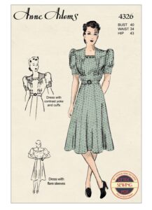 1940s Puff or Flare Sleeve Tea Dress Pattern Bust 40