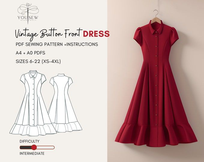 Ruffle Dress | PDF Pattern | Women’s Sewing Patterns | Eu 34-44 | Uk 6-16 – Etsy