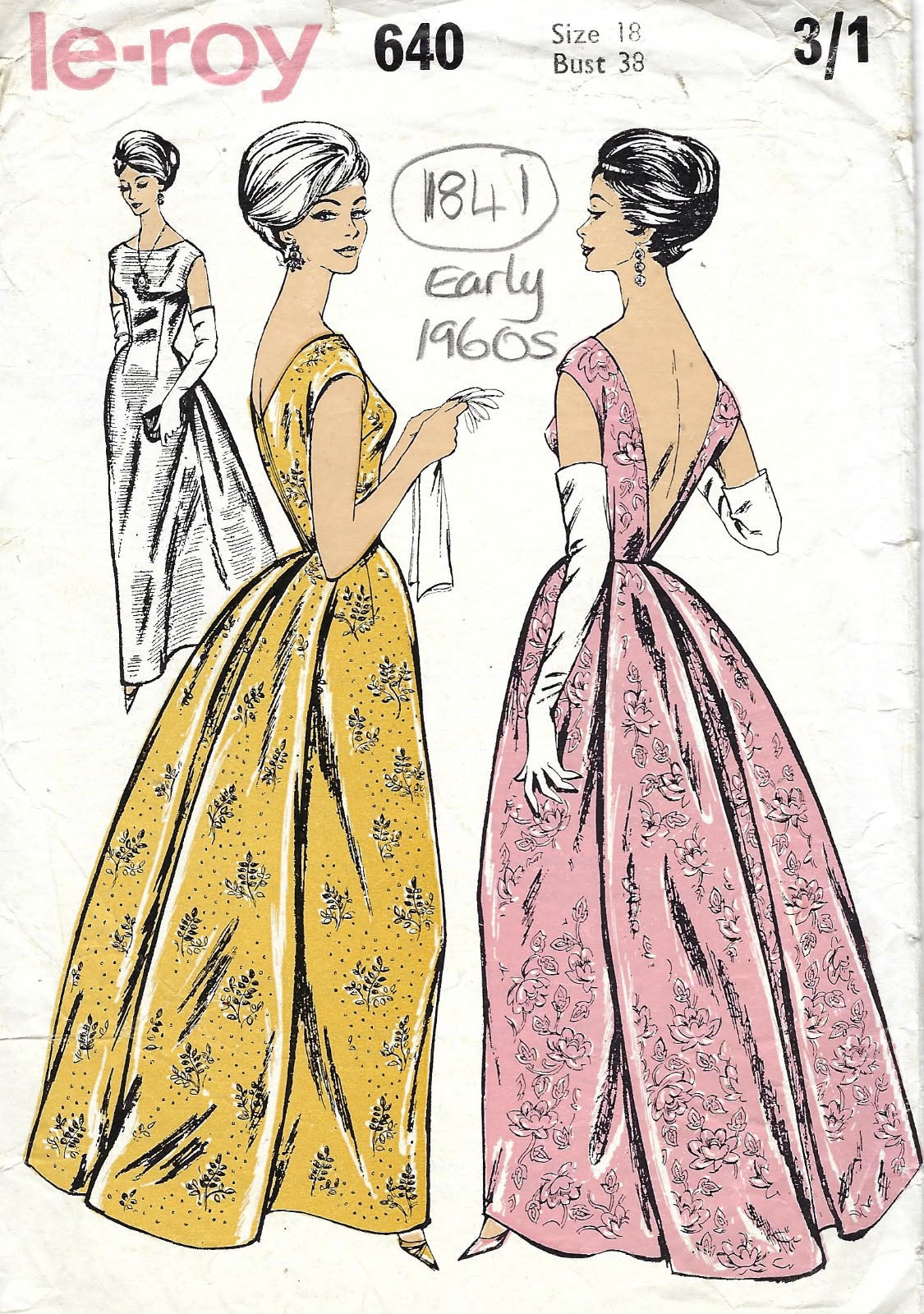 1960s Vintage Sewing Pattern B38 EVENING DRESS (1841)  | eBay UK