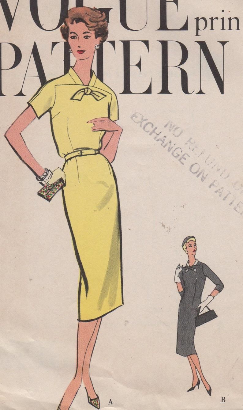 Bust 34-1958 Misses’ Sheath Dress Vogue Pattern 9447 Size 14 Hip 36 – Etsy UK
