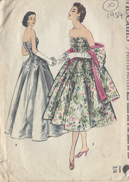 1954 Vintage Sewing Pattern DRESS B36″ Size: 18 (10) – The Vintage Pattern Shop