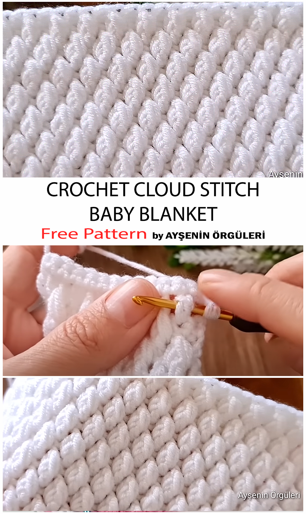 How To Crochet Cloud Stitch Baby Blanket – Free Pattern For Beginners – Crochetaholic