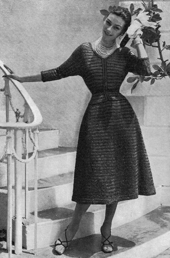 Vintage Beaded Cocktail Dress Knit Pattern | Retro PDF