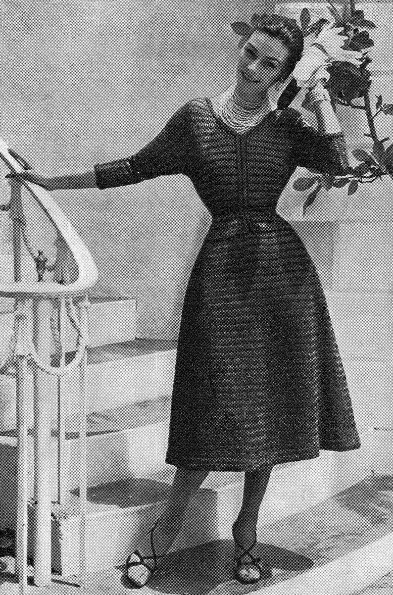 Vintage Beaded Cocktail Dress Knit Pattern | Retro PDF