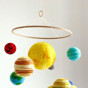 Móvil del sistema solar de fieltro • Planetas colgantes • Decoración espacial para habitación infantil – Etsy España
