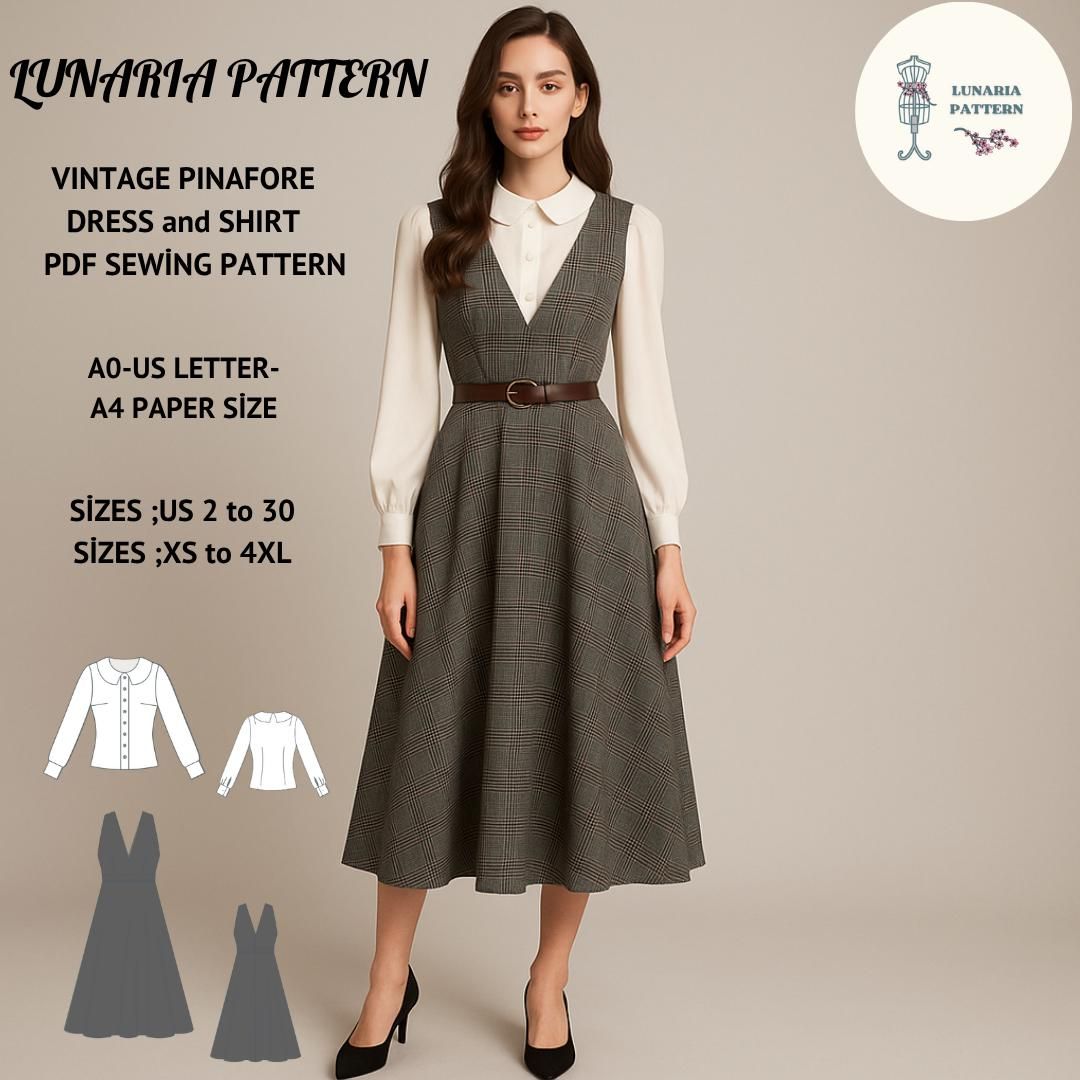Schnittmuster Schürze Kleid: Vintage Midi Cottagecore (PDF Pattern)