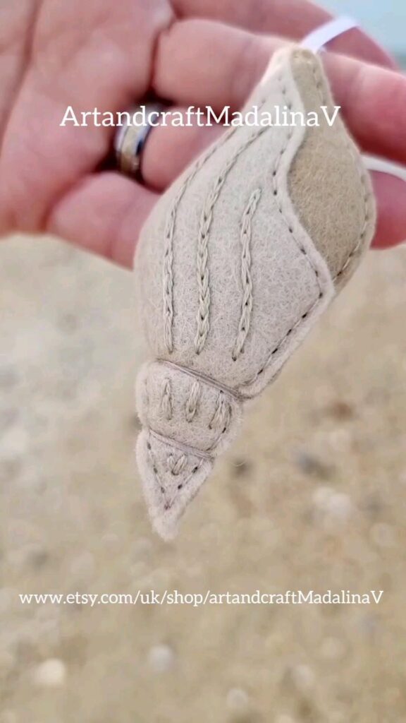 Shell felt decoration, Shell felt ornament, Shell handmade decoration, Under the sea gift, Sea theme