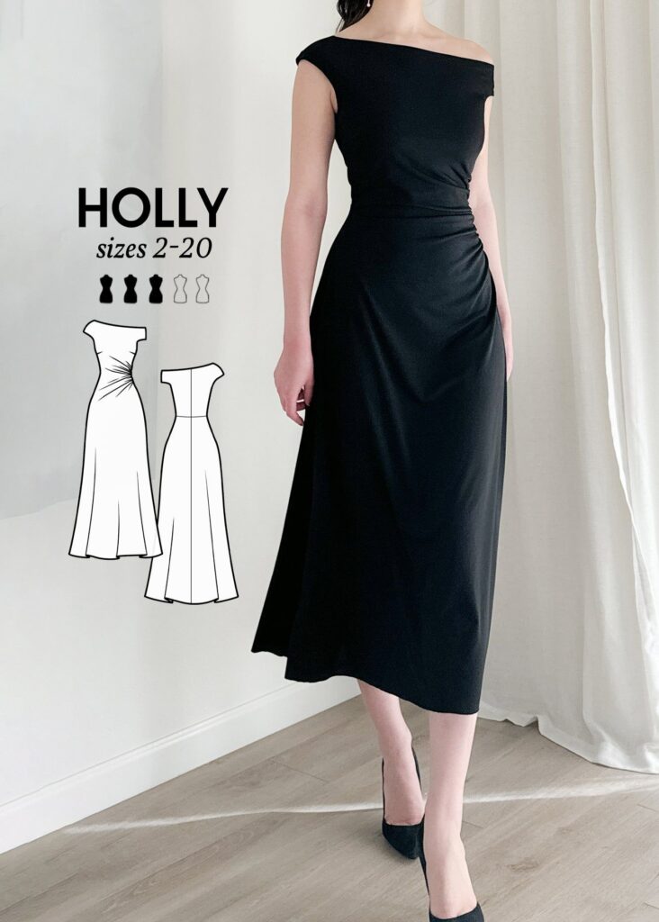 Holly Asymmetric Dress Sewing Pattern by Dressmaking Amóre