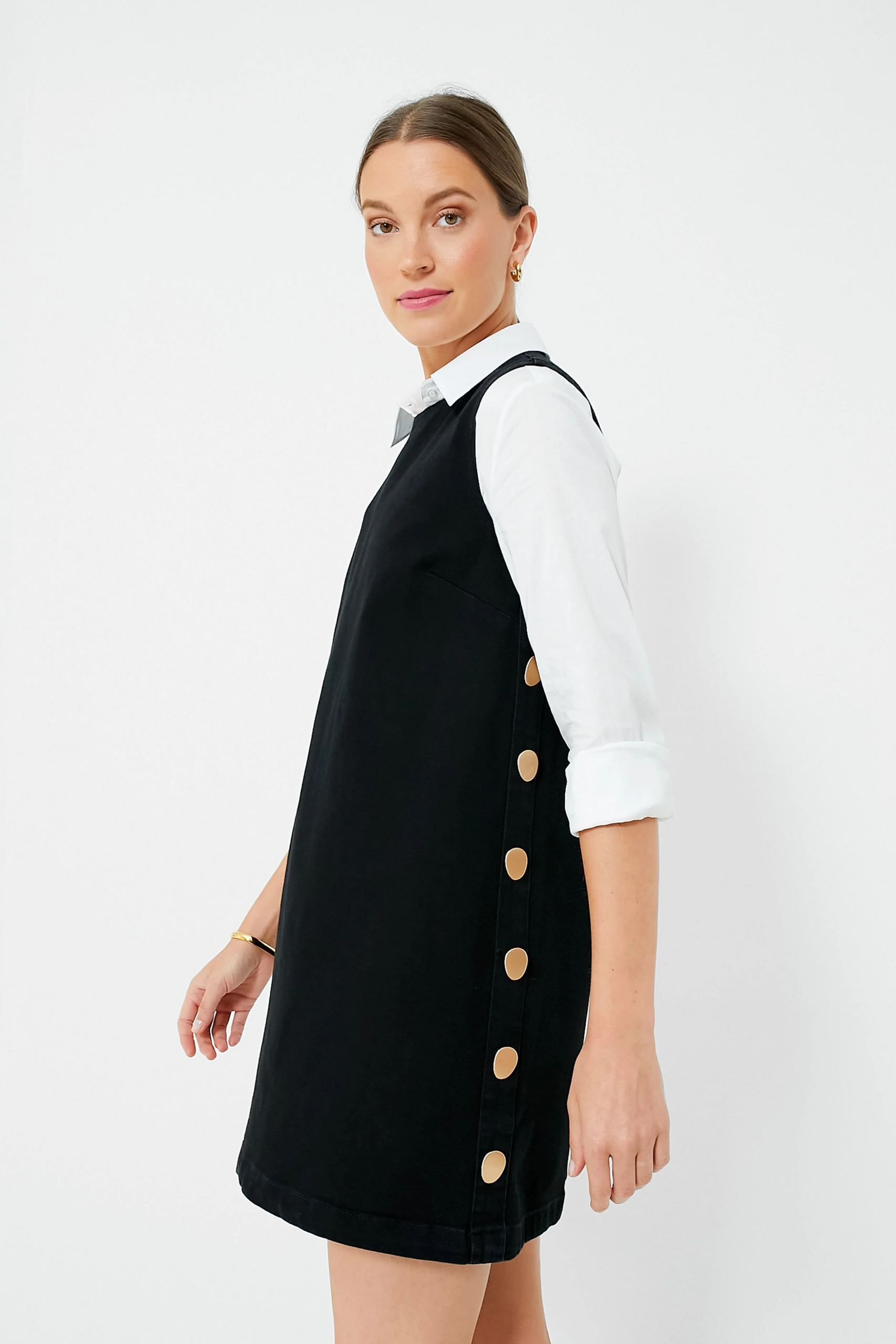 Black Twill Button Bitsy Dress | Hyacinth House