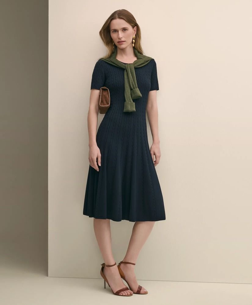 Cable-Knit Fit-and-Flare Sweater Dress