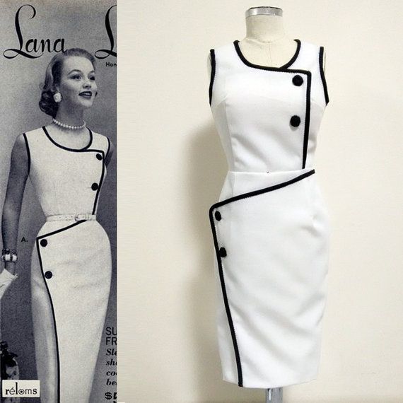 Vintage 50s/ 1950s Dress/ Pencil Dress/ Rockabilly/ Madmen/ White Dress/ Custom Dress/ Hollywood Glamour/ Tailored Dress/ Work Dress – Etsy