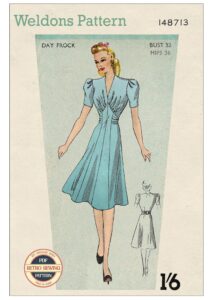 1940er Jahre Wartime Belted Tea Dress PDF Schnittmuster – Sofort-Download