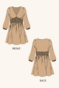 Shirred Dress Women’s PDF Long Sleeves Sewing Pattern