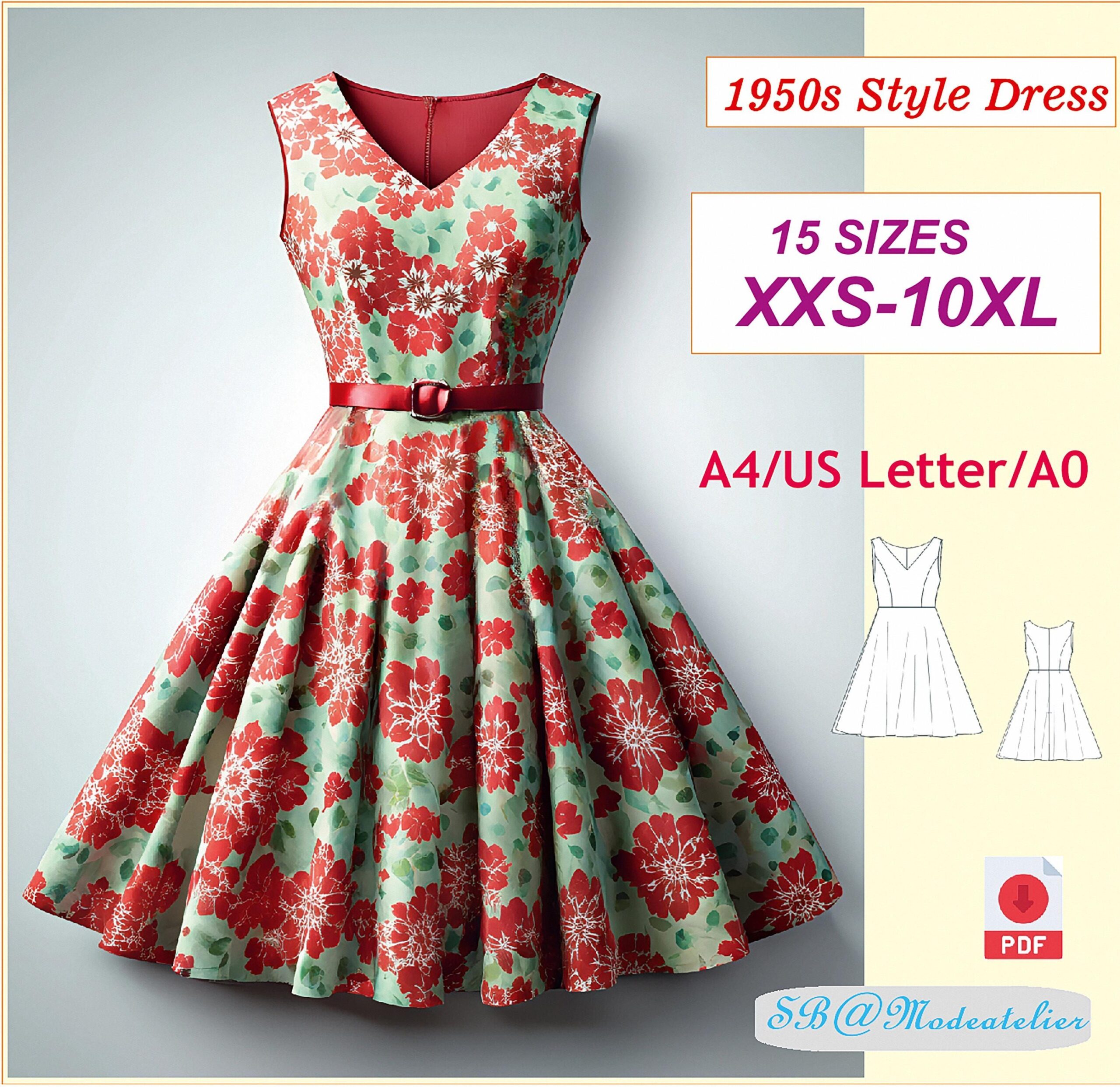 1950s Style Flared Dress Schnittmuster: Plus Size Cottagecore (PDF-Muster)